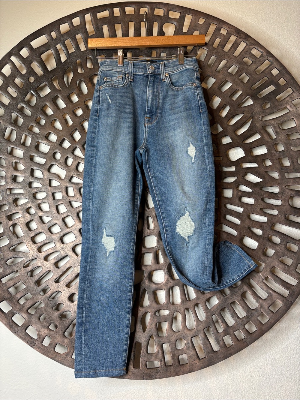 💙 7 For All Mankind High RIse Ankle Skinny Jeans Women’s 23 Distressed 💙